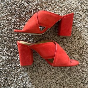 Splendid red suede mules